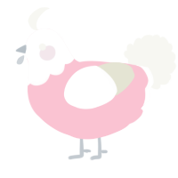 A rose and white chicken with a head pattern