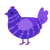 Eggatha, a indigo and blurple chicken with a bar pattern