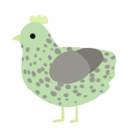 Mint Oreo, a gluppy and ash chicken with a speckle pattern