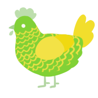 A grass and yellow chicken with a lace pattern