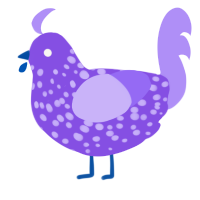 Ourple, a blurple and lilac chicken with a speckle pattern