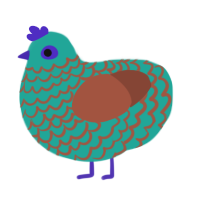 A turquoise and russet chicken with a lace pattern