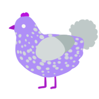 A lilac and silver chicken with a speckle pattern