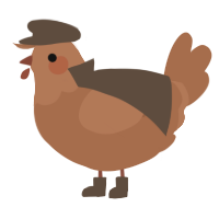 A brown chicken with a head pattern