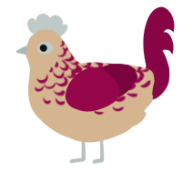 Brainstorm, a beige and maroon chicken with a half-lace pattern