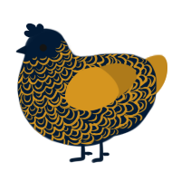 A tumblr and ochre chicken with a double-lace pattern