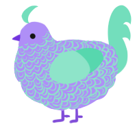 A lilac and mint chicken with a double-lace pattern