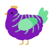 A violet and spring chicken with a half-bar pattern