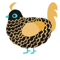 A sable and honey chicken with a lace pattern