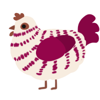 A cream and maroon chicken with a bar pattern