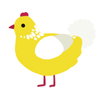 A yellow and white chicken with a neck-speckle pattern