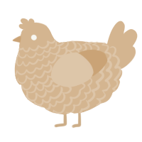 A beige chicken with a lace pattern