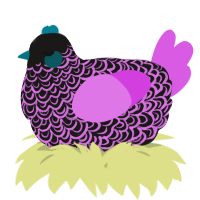 A sable and orchid chicken with a double-lace pattern