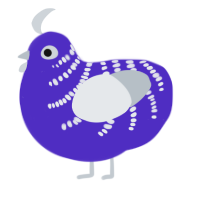 A indigo and mist chicken with a half-bar pattern