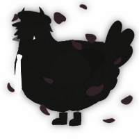 A black chicken with a lace pattern
