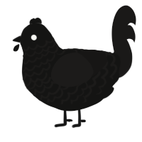 A black and sable chicken with a lace pattern