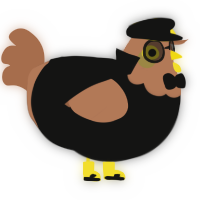 A black and brown chicken with a head pattern