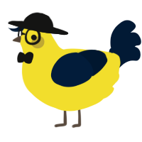 A yellow and tumblr chicken