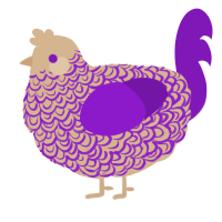 A beige and violet chicken with a double-lace pattern