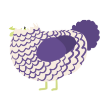 A cream and overcast chicken with a lace pattern