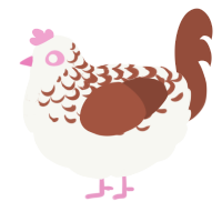 A white and russet chicken with a half-lace pattern