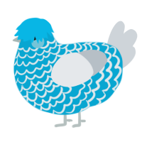 Freezer, a cerulean and mist chicken with a lace pattern