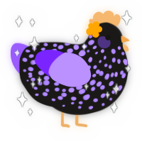 A sable and lilac chicken with a speckle pattern