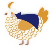 A white and orange chicken with a lace pattern