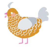 A orange and mist chicken with a lace pattern