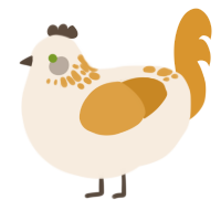 A cream and orange chicken with a neck-speckle pattern