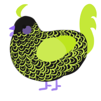 A sable and lime chicken with a double-lace pattern