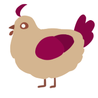 A beige and maroon chicken