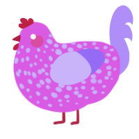 A orchid and lilac chicken with a speckle pattern
