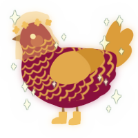 A maroon and orange chicken with a lace pattern
