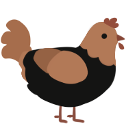 A black and brown chicken with a head pattern