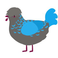 Deviant Art, a grey and sky chicken with a half-lace pattern