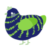 A navy and grass chicken with a bar pattern