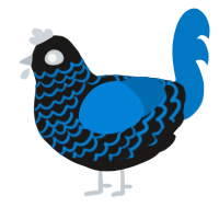 A sable and sapphire chicken with a lace pattern