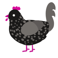 A sable and grey chicken with a speckle pattern