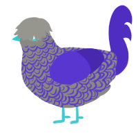 A ash and indigo chicken with a double-lace pattern