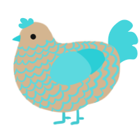 A beige and aqua chicken with a lace pattern