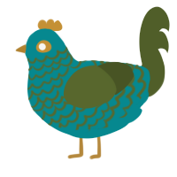 A teal and olive chicken with a lace pattern