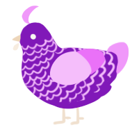 A violet and lavender chicken with a lace pattern
