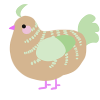 A beige and gluppy chicken with a half-bar pattern