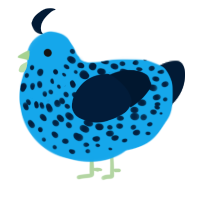 A sky and tumblr chicken with a speckle pattern