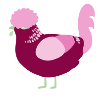 A maroon and pink chicken with a neck-band pattern