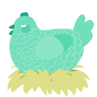 A mint chicken with a lace pattern