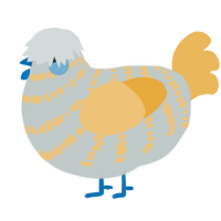 A silver and honey chicken with a bar pattern
