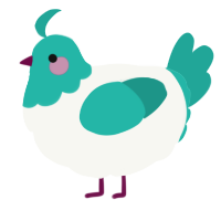 A white and turquoise chicken with a head pattern