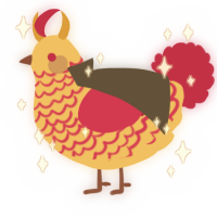 A honey and crimson chicken with a lace pattern